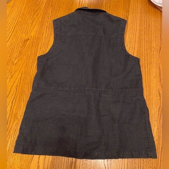 Forever21 Black Linen Button Up Vest with Draw Strings - Picture 4 of 13